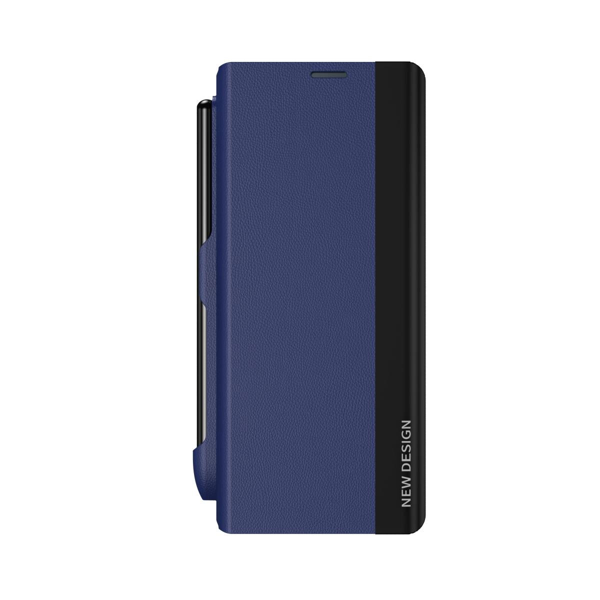 For Samsung Galaxy Z Fold4 5G Leather Phone Case With Pen Slot - Shockproof - Blue