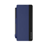 For Samsung Galaxy Z Fold4 5G Leather Phone Case With Pen Slot - Shockproof - Blue