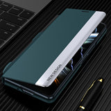 For Samsung Galaxy Z Fold4 5G Leather Phone Case With Pen Slot - Shockproof - Blue - Top-Down View