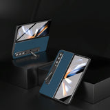 For Samsung Galaxy Z Fold4 5G Phone Case With Holder - Silky Soft Edge - Coffee
