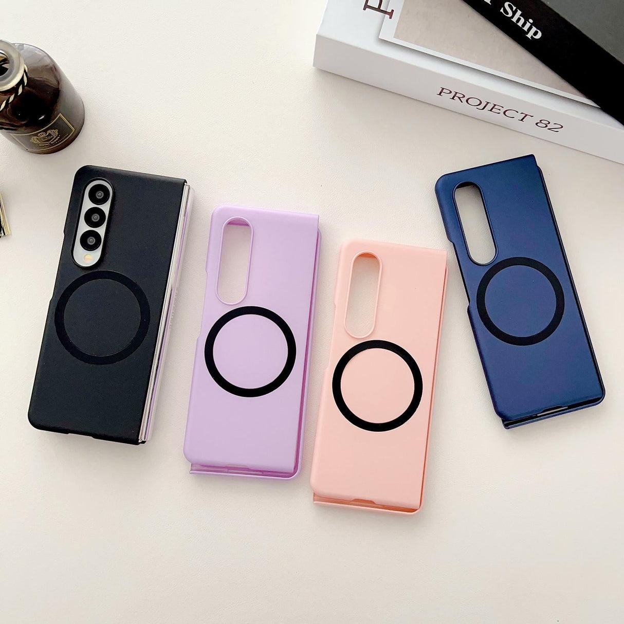 For Samsung Galaxy Z Fold4 5G Shockproof Magnetic Phone Case - Skin Protection - Purple
