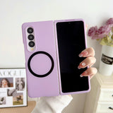 For Samsung Galaxy Z Fold4 5G Shockproof Magnetic Phone Case - Skin Protection - Purple