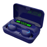 Macaron Bluetooth Earphones with Led Display and Noise Reduction - Dark Blue - Extra Image