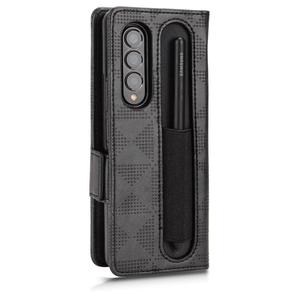 For Samsung Galaxy Z Fold4 5G Symmetrical Leather Triangle Phone Case - Purple