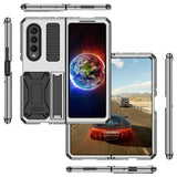 For Samsung Galaxy Z Fold4 5G Shockproof Metal Case With Holder - Silver