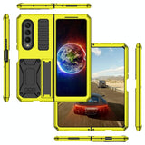 For Samsung Galaxy Z Fold4 5G Shockproof Metal Case With Holder - Silver