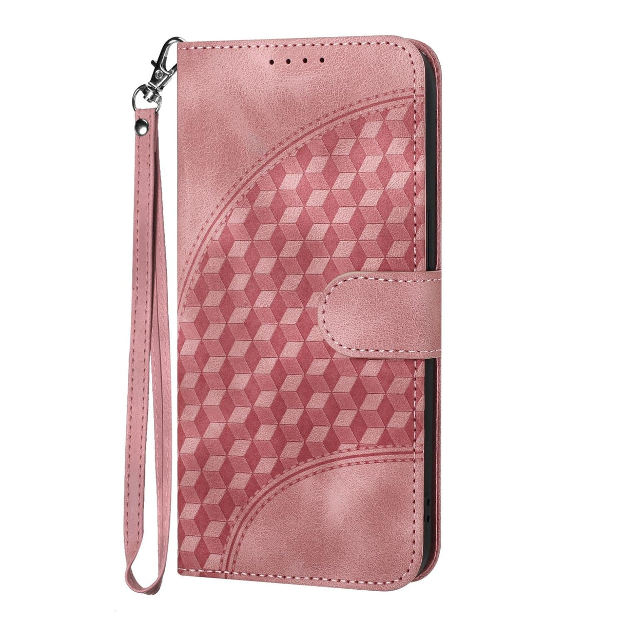 For Samsung Galaxy Z Fold4 5G Embossed Elephant Head Phone Case With Lanyard - Rose Red