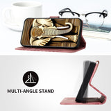 For Samsung Galaxy Z Fold4 5G Embossed Elephant Head Phone Case With Lanyard - Rose Red