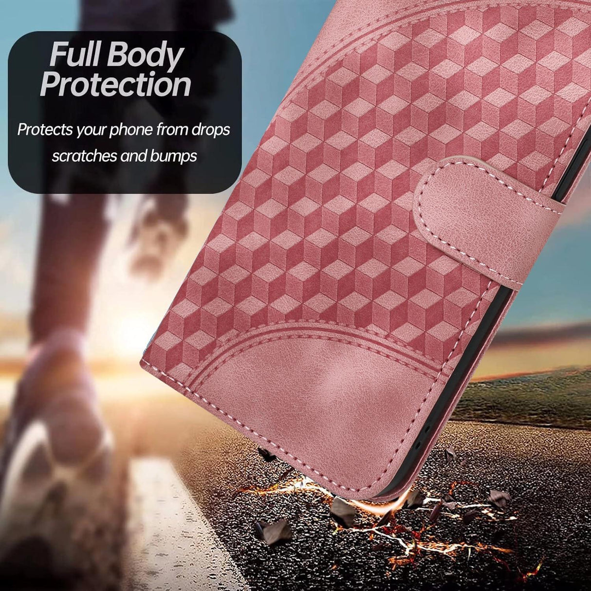 For Samsung Galaxy Z Fold4 5G Embossed Elephant Head Phone Case With Lanyard - Rose Red