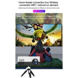 Mini Led Projector With Tripod Mount - Supports Av / Hdmi / Usb / Tf - 1080P Hd - Yellow White - Rear View