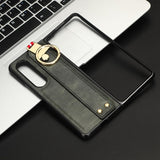 For Samsung Galaxy z Fold4 5G Leather Wristband Phone Case - Back Cover - Green