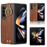 For Samsung Galaxy z Fold4 5G Leather Wristband Phone Case - Back Cover - Green