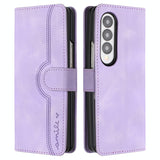 For Samsung Galaxy Z Fold4 5G Leather Phone Case With Heart Pattern - Black - Close-Up Angle