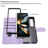 For Samsung Galaxy Z Fold4 5G Leather Phone Case With Heart Pattern - Black