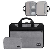 Waterproof Oxford Cloth Laptop Bag - Full Open Portable 16 / 17 Inches - Gray + Power Bag - Front View