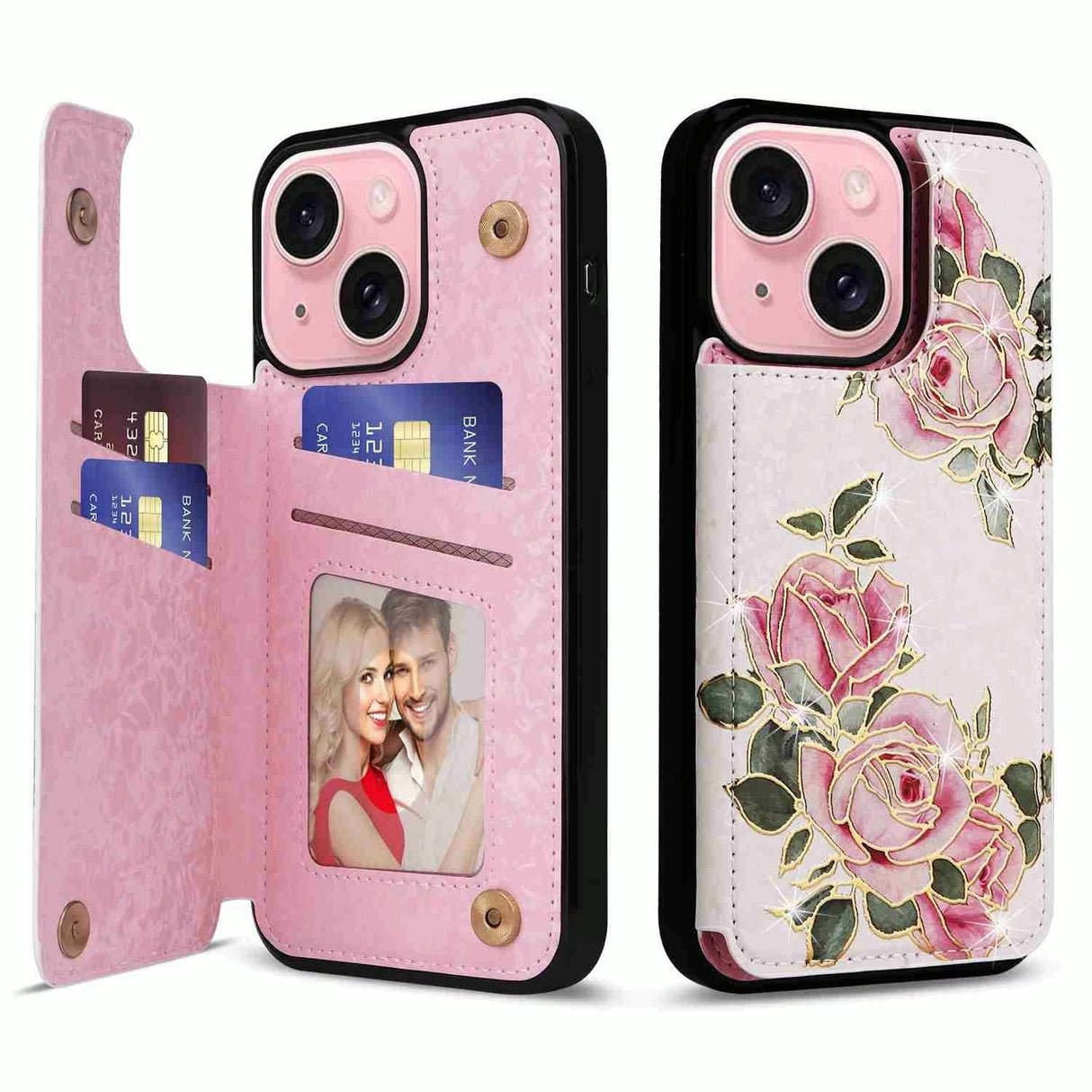 Double Buckle Rfid Anti Theft Phone Case For Iphone 15 - Printed