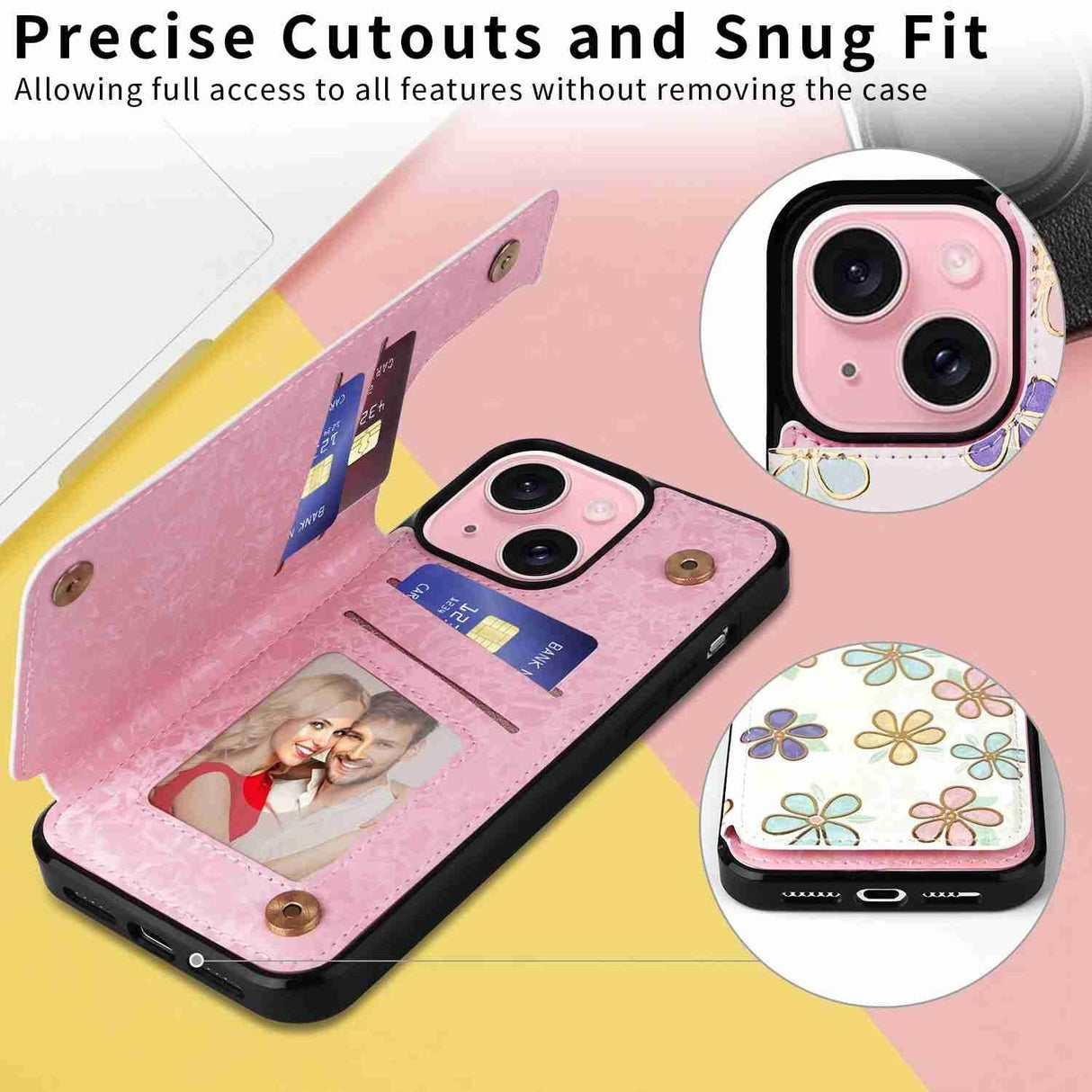 Double Buckle Rfid Anti Theft Phone Case For Iphone 15 - Printed