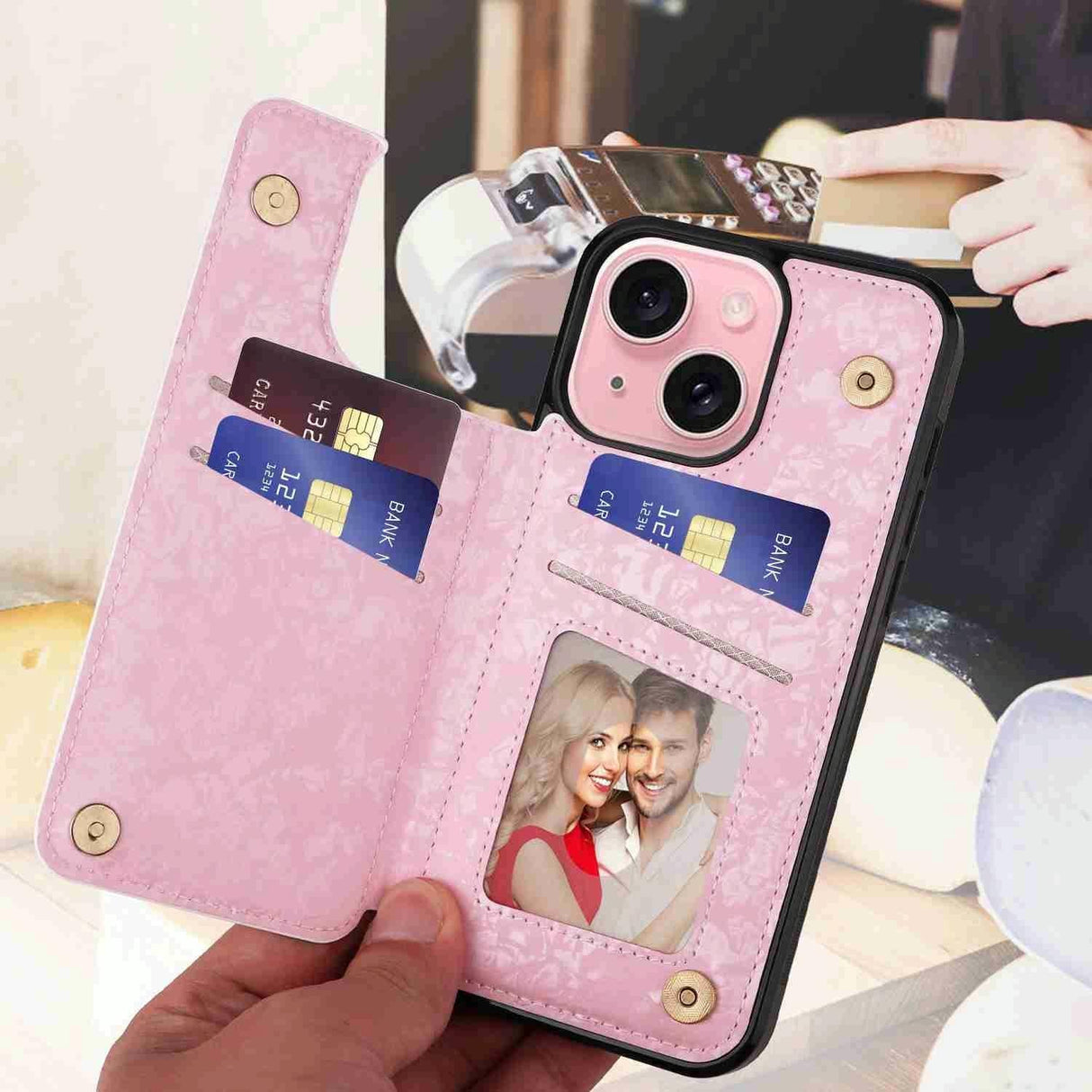 Double Buckle Rfid Anti Theft Phone Case For Iphone 15 - Printed