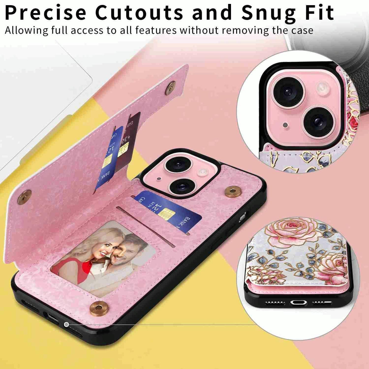 Double Buckle Rfid Anti Theft Phone Case For Iphone 15 - Printed