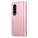 For Samsung Galaxy Z Fold4 5G Leather Phone Case - Smooth Calf Texture - Rose Gold
