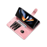 For Samsung Galaxy Z Fold4 5G Leather Phone Case - Smooth Calf Texture - Rose Gold - Close-Up Angle
