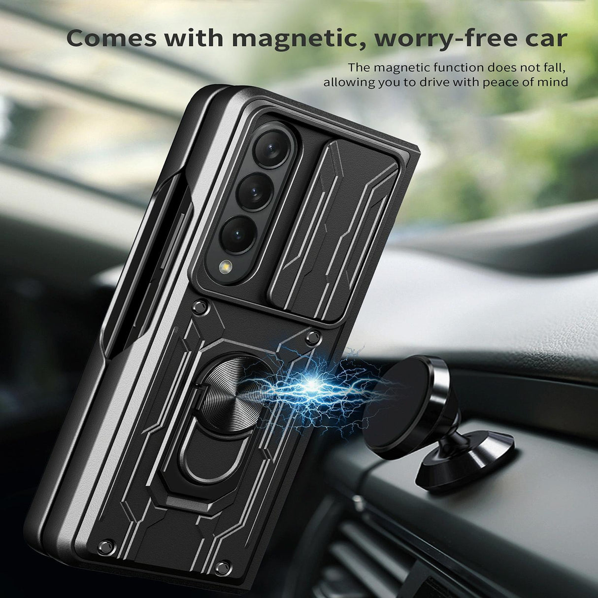 For Samsung Galaxy z Fold4 5G Protective Sliding Camshield Phone Case - Dark Green
