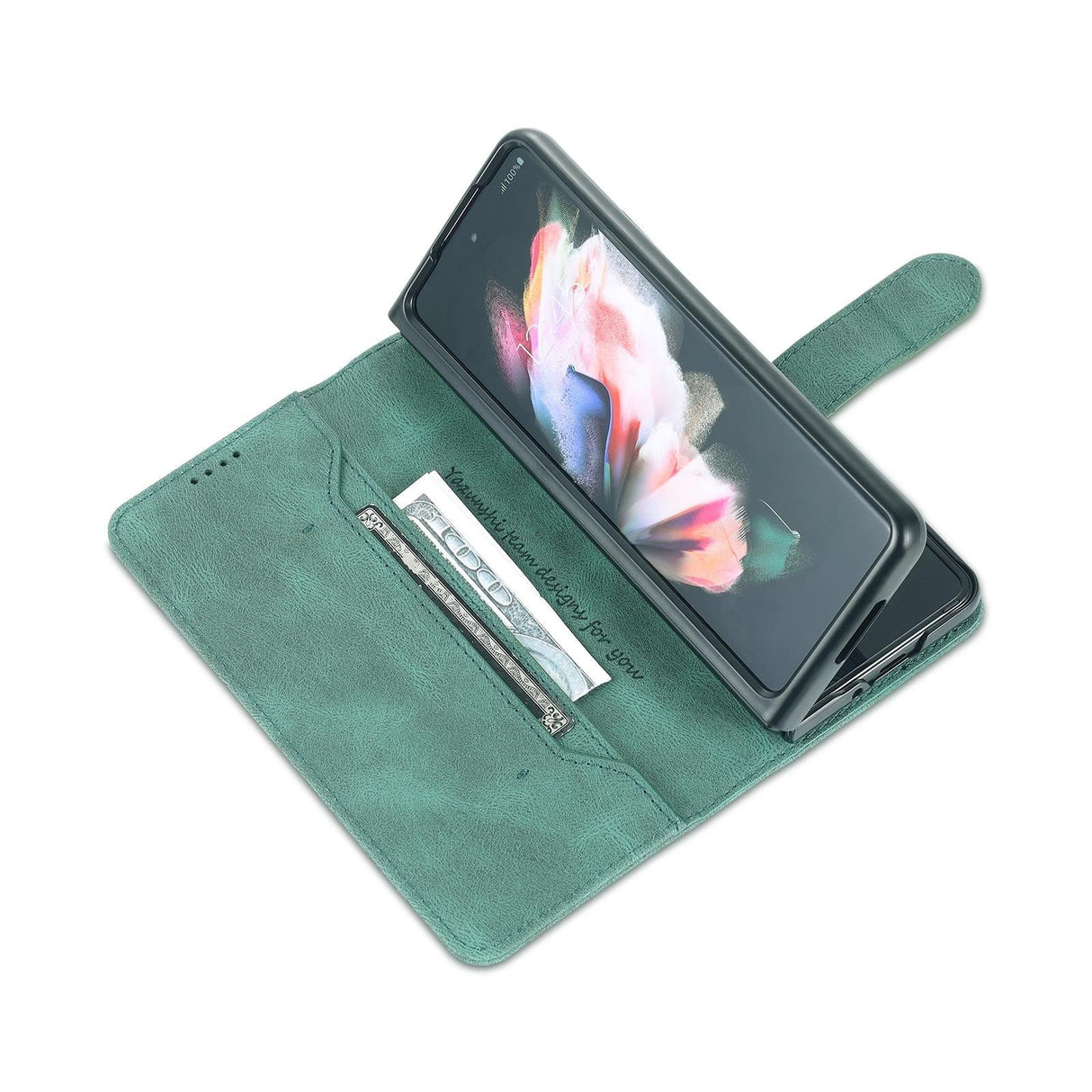 For Samsung Galaxy Z Fold4 5G Horizontal Flip Tpu Phone Case - Coffee