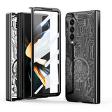 For Samsung Galaxy Z Fold4 5G Foldable Electroplated Phone Case - Mechanical Legend 4. - Black