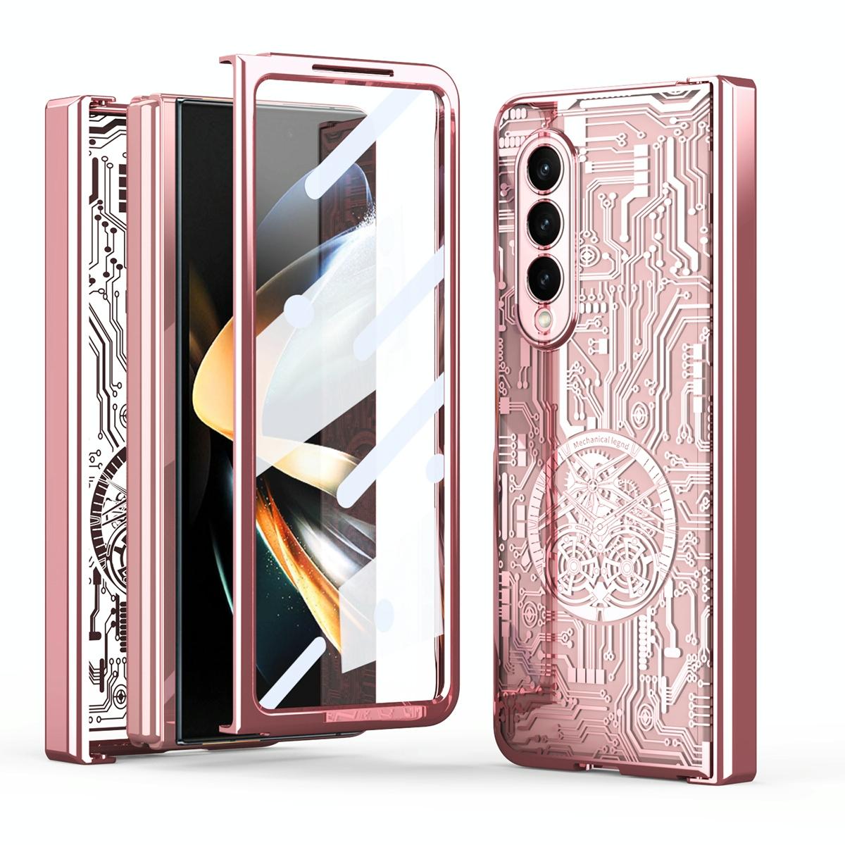 For Samsung Galaxy Z Fold4 5G Foldable Electroplated Phone Case - Mechanical Legend 4. - Black