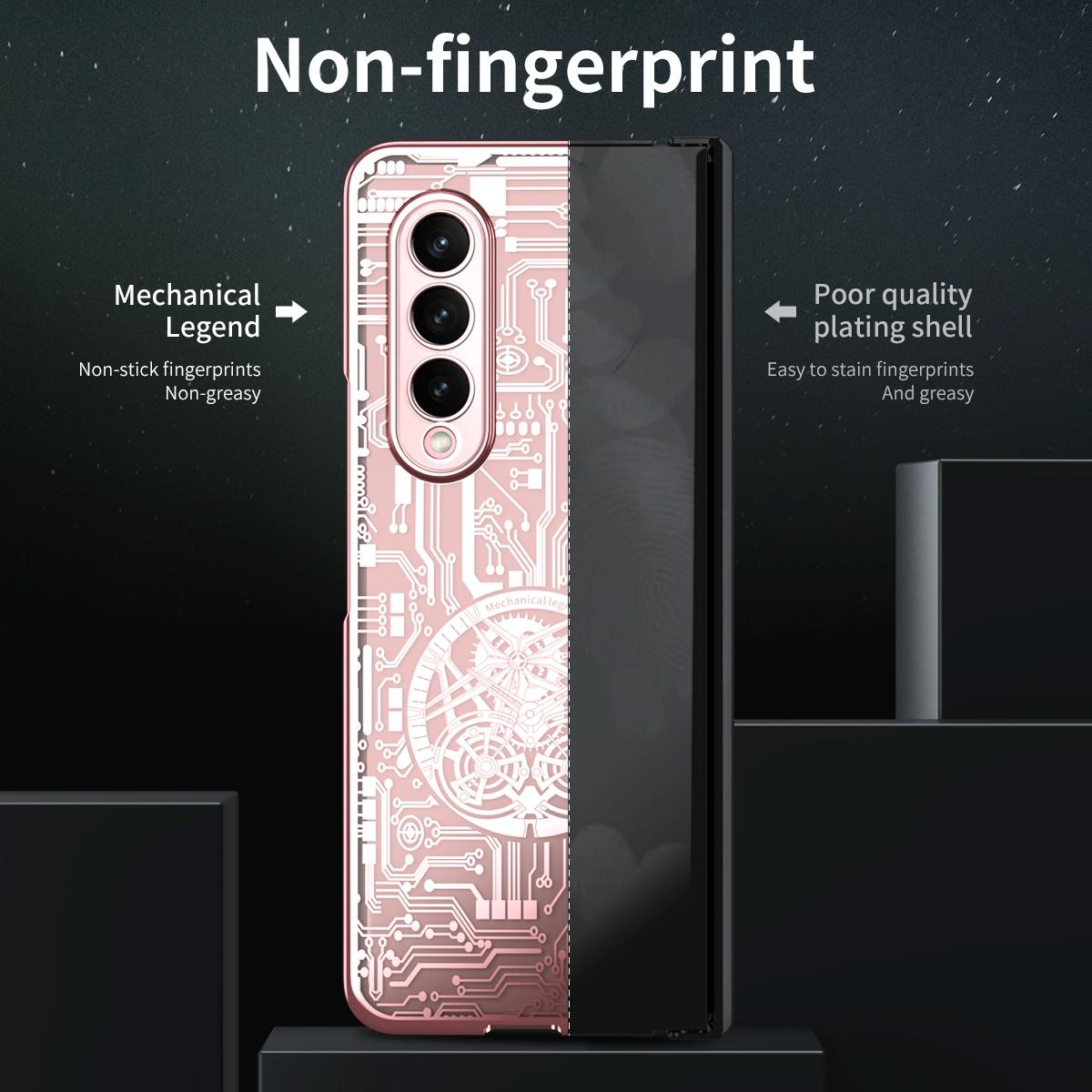 For Samsung Galaxy Z Fold4 5G Foldable Electroplated Phone Case - Mechanical Legend 4. - Black