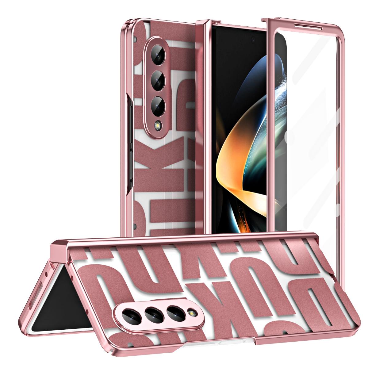 For Samsung Galaxy Z Fold4 5G Foldable Electroplated Phone Case With Hinge - Black