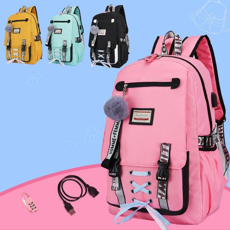 Anti-theft Usb Backpack for Sports and Leisure - Yellow