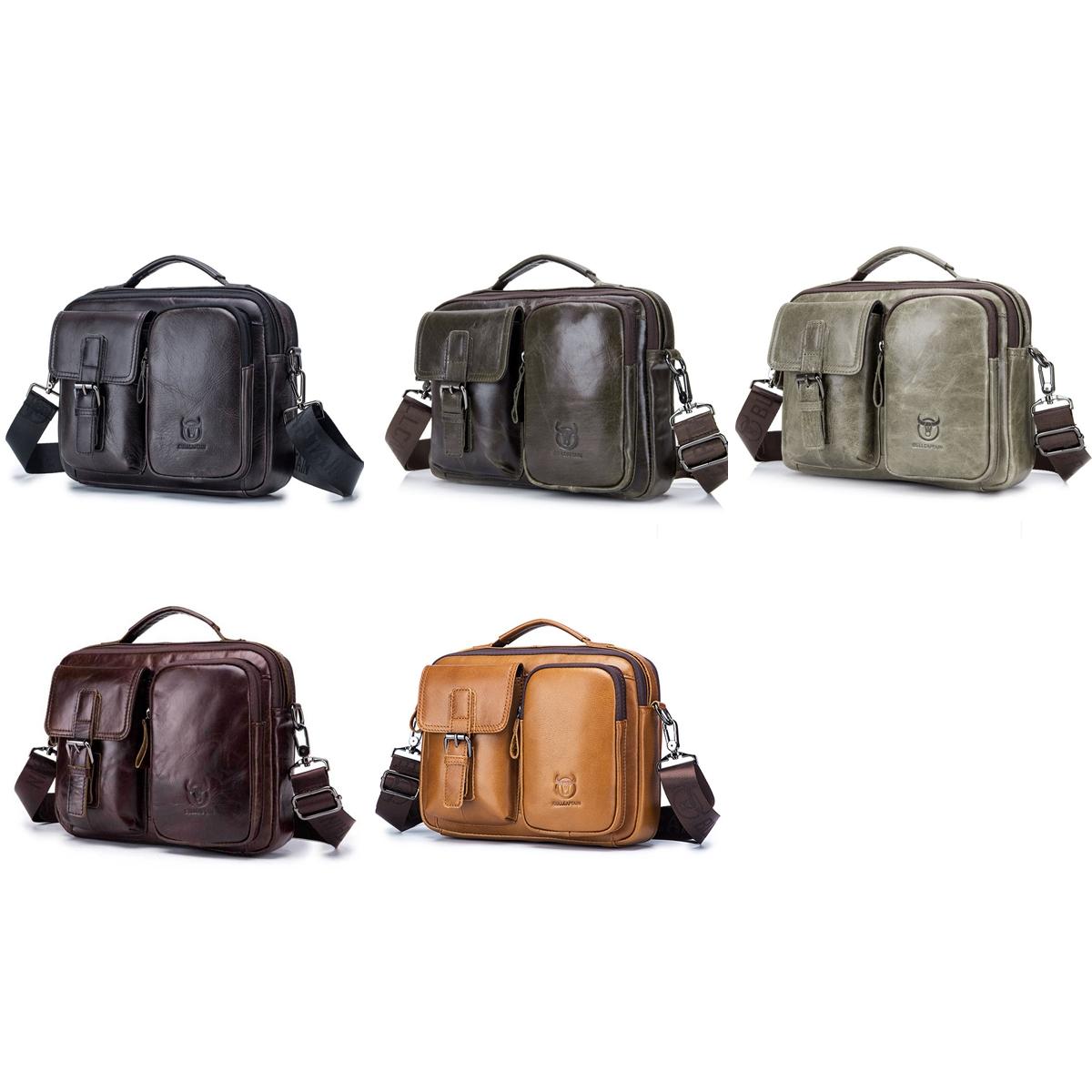 Retro Leather Men Shoulder Bag - Yellow Brown