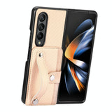 For Samsung Galaxy Z Fold4 5G Wristband Phone Case - Khaki