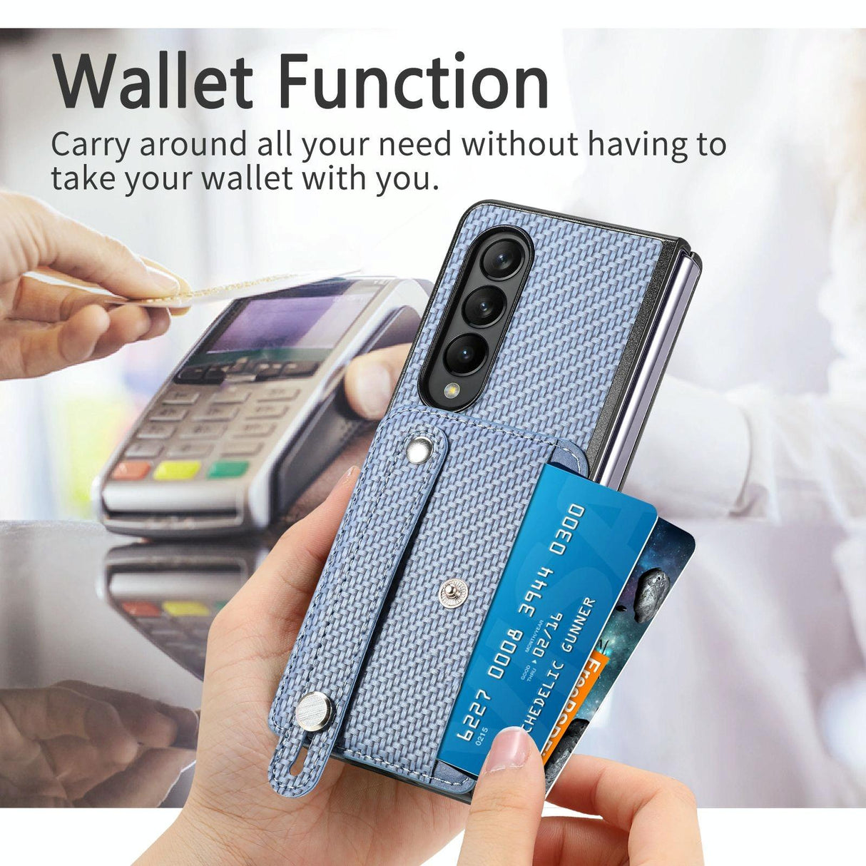 For Samsung Galaxy Z Fold4 5G Wristband Phone Case - Khaki