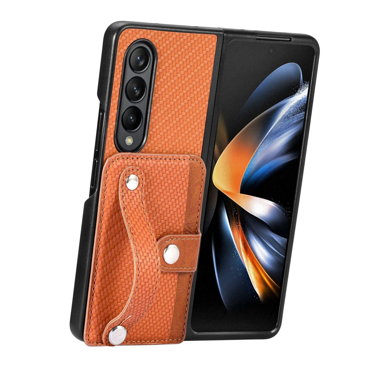 For Samsung Galaxy Z Fold4 5G Wristband Phone Case - Khaki