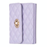 Horizontal Card Bag Mobile Phone Back Sticker With Metal Buckle - Purple