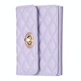 Horizontal Card Bag Mobile Phone Back Sticker With Metal Buckle - Purple