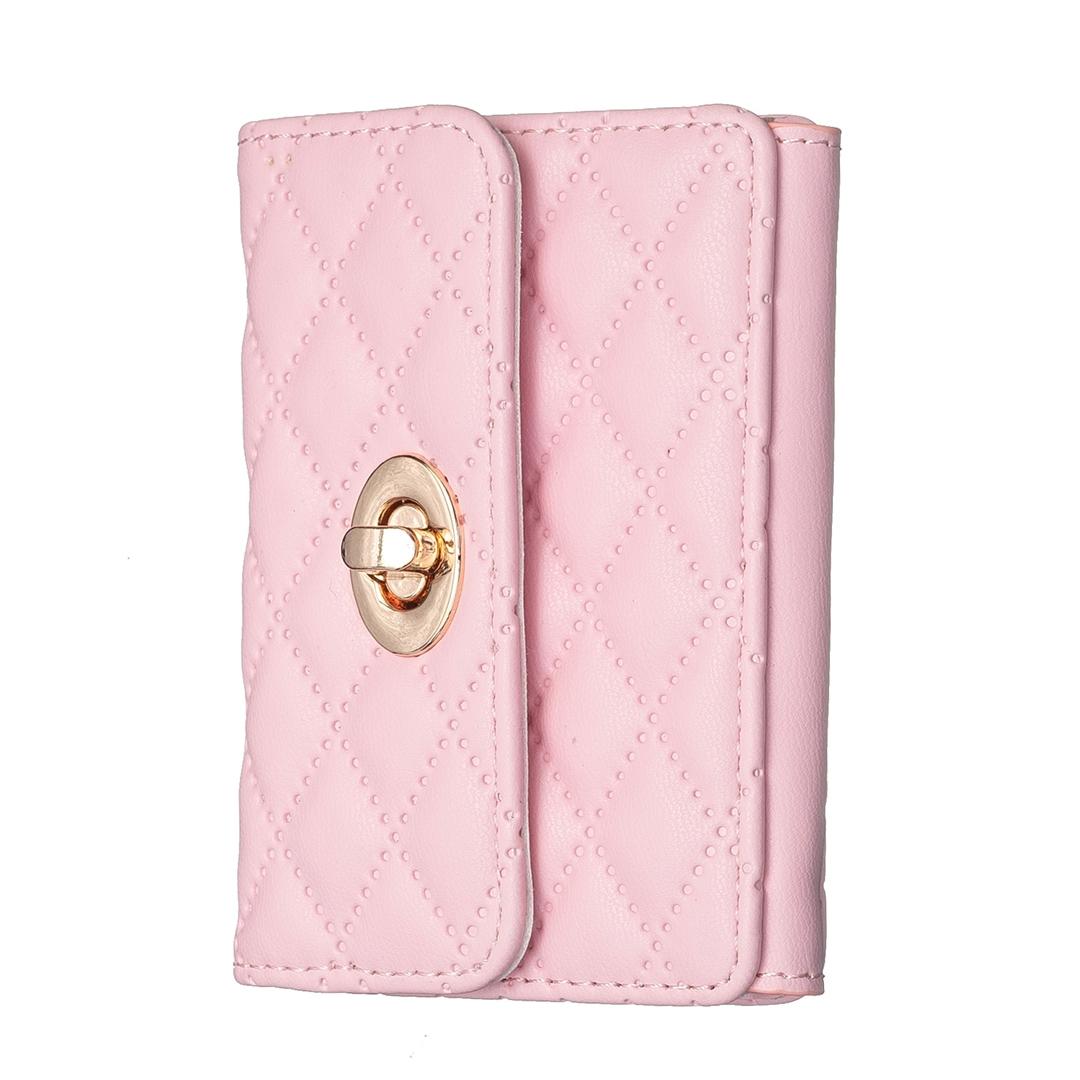 Horizontal Card Bag Mobile Phone Back Sticker With Metal Buckle - Purple