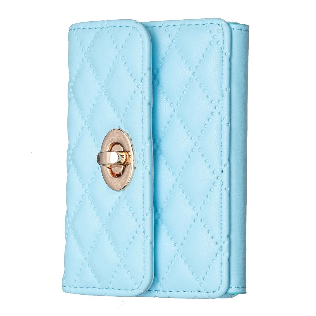 Horizontal Card Bag Mobile Phone Back Sticker With Metal Buckle - Purple