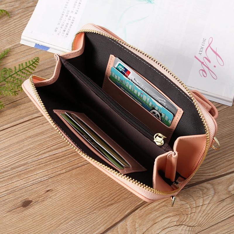 Floral Multi Card Crossbody Bag For Women - Dark Pink