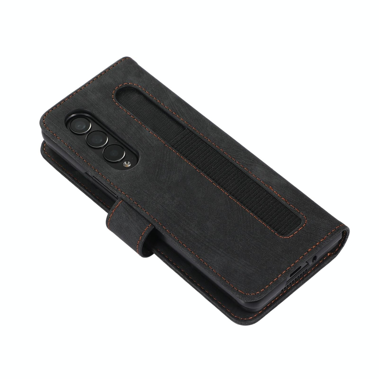 For Samsung Galaxy Z Fold4 5G Leather Phone Case With Pen Slot - Horizontal Flip - Purple