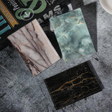 Waterproof Marble Passport & Ticket Holder Colorful Design - Aqua Blue - Rear View