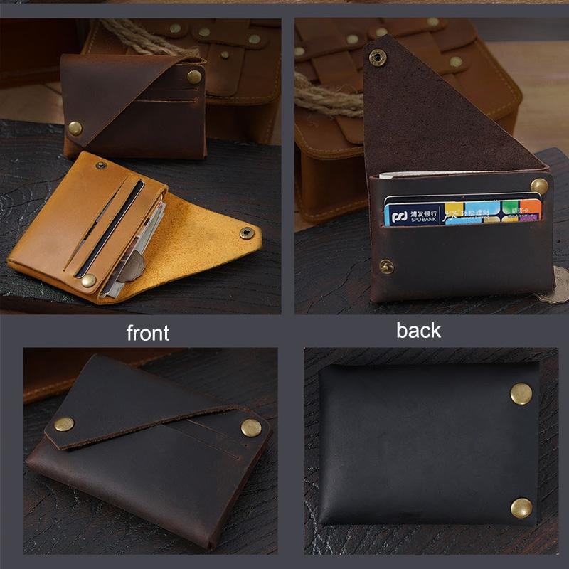 Leather Card Holder For Bank Cards Black - Dark Brown