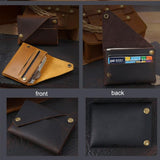 Leather Card Holder For Bank Cards Black - Dark Brown - 45-Degree Angle