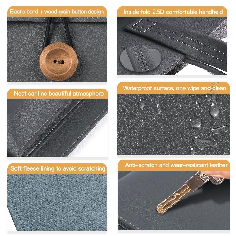 Portable Laptop Inner Bag with Elastic Thread Button - Black