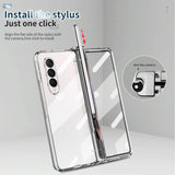 For Samsung Galaxy Z Fold4 5G Full Body Phone Case with Integrated Hinge and Pen Slot - Blue - Low Angle