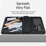 For Samsung Galaxy z Fold4 5G Full Coverage Phone Case with Hinge - Integrated Design - Gold + White - Rear View
