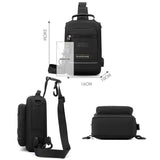 USB Chest Outdoor Shoulder Messenger Bag For Men With Charging Port - Grey Green - Side View