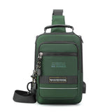 USB Chest Outdoor Shoulder Messenger Bag For Men With Charging Port - Grey Green